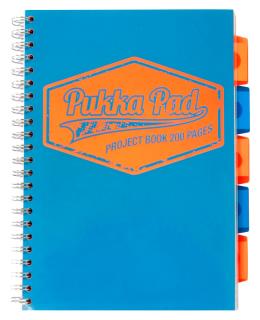A4 Poznámkový blok Project book PUKKA PAD / NEON Barva: Modrá - čtverečkovaný