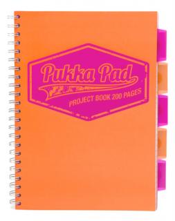 A4 Poznámkový blok Project book PUKKA PAD / NEON Barva: Oranžová - čtverečkovaný
