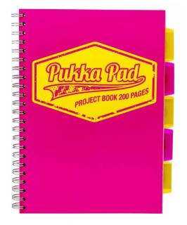 A4 Poznámkový blok Project book PUKKA PAD / NEON Barva: Růžová - čtverečkovaný