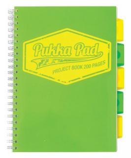 A4 Poznámkový blok Project book PUKKA PAD / NEON Barva: Zelená - čtverečkovaný