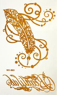 Metalické nalepovací tetování M / NH-003 Peříčko