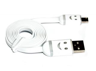 MicroUSB - USB kabel plochý 1m / svítící koncovky Barva: Bílá, Délka: 1 m, Konektor: microUSB