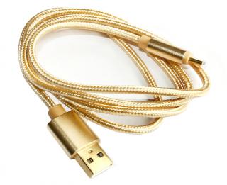 Nabíjecí a datový USB kabel Type-C nylonový 1m / ZLATÝ