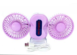 Stolní dvojitý ventilátor COUPLE fan Barva: Fialová, Napájení: integrovaná baterie + USB, Nastavení rychlostí: ano / 3 stupně intenzity