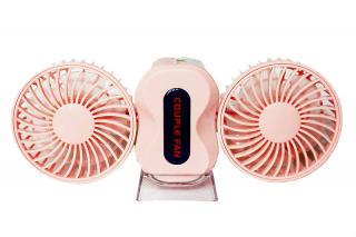 Stolní dvojitý ventilátor COUPLE fan Barva: Růžová, Napájení: integrovaná baterie + USB, Nastavení rychlostí: ano / 3 stupně intenzity