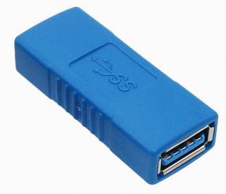 USB (female) - USB (female) rovná redukce / modrá