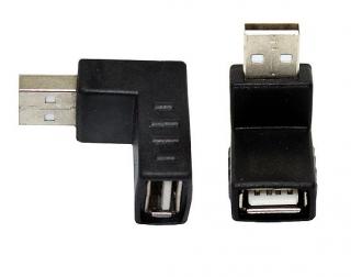 USB (male) - USB (female) adaptér / úhel dolů & nahoru 2 ks