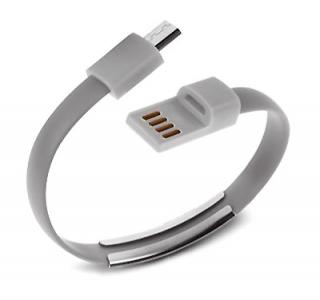 USB - microUSB kabel NÁRAMEK pro smartphony Barva: šedá, Délka: do 25 cm, Konektor: microUSB