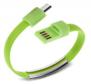 USB - microUSB kabel NÁRAMEK pro smartphony Barva: Zelená, Délka: do 25 cm, Konektor: microUSB