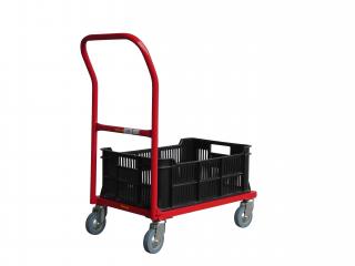 Plošinový vozík s madlem pro 1 plastovou přepravku 150 kg 51006-10