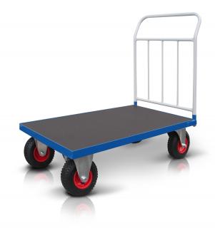 Plošinový vozík s nafukovacími koly 1x madlo Nosnost (kg): 300, Rozměry (mm): 800 x 600