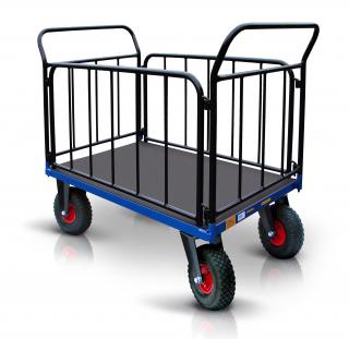 Plošinový vozík s nafukovacími koly - ohradový Nosnost (kg): 500, Rozměry (mm): 1100 x 700