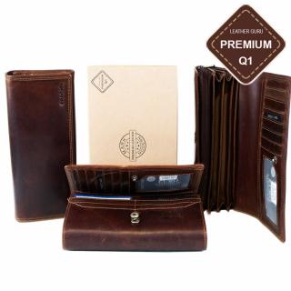 Luxusní dámská kožená peněženka hnědá Guru Pragati CC1755DK