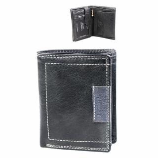 Luxusní pánská kožená peněženka na výšku černá premium kůžě značky Leonardo Verrelli 9949