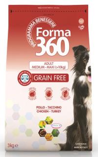 Forma dog Grain Free kuře+krůta med/max.12Kg