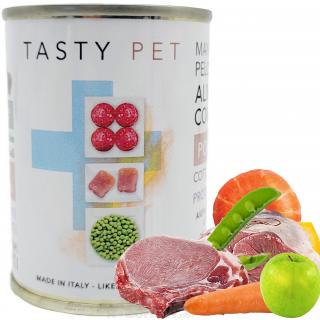 TASTY PET premium konzerva pro kočky jehněčí/vepřové NATURE - masové kuličky 130g