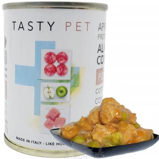 TASTY PET premium konzerva pro kočky kuřecí/vepřové SENSITIVE - masové kuličky 130g