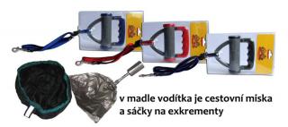 Vodítko nylon nastavitelné s cest. miskou a sáčky 15mm x 90-150cm