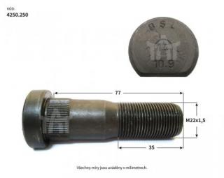 Šroub kola RVI M22x1,5x77x35mm