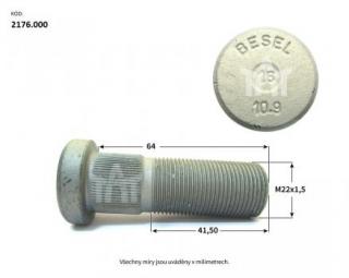 Šroub kola SAF M22x1,5x64x41,5mm