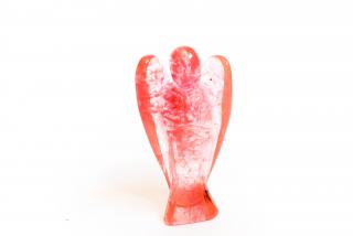 Křišťál růžový léčivý anděl - velký 5 cm