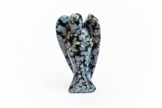 Obsidián vločkový léčivý anděl -3,5cm/ 4 cm/ 5cm velikost: 4cm
