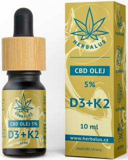 Herbalus CBD Olej 5% s vit. D3+K2