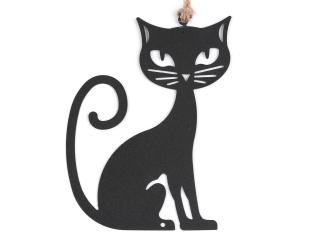Černá plechová kočka - dekorace i záložka