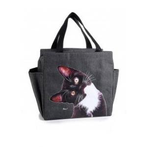 Chladící taška s kočkou a bublinami - design Lisa Parker černo-bílá kočka