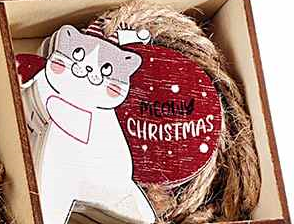 Dřevěná vánoční ozdoba s kočkou - 6 variant 1