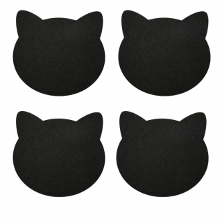 Filcové prostírání s kočkou - 1 ks nebo sada 4 ks, černá nebo šedá černá - 4 ks