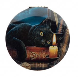 Kapesní zrcátko s magickou kočkou - design Lisa Parker Kočka a knihy