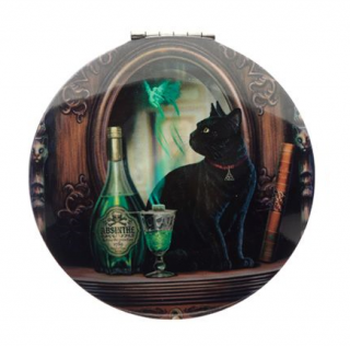 Kapesní zrcátko s magickou kočkou - design Lisa Parker Kočka a zelená víla