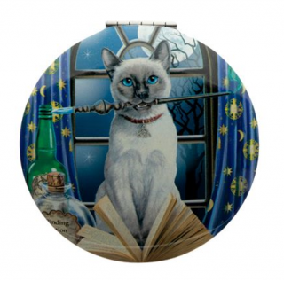 Kapesní zrcátko s magickou kočkou - design Lisa Parker Kočka čarodějka