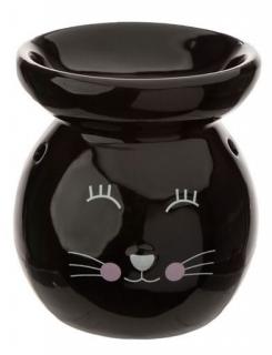 Keramická aromalampa s kočkou - černá, bílá černá
