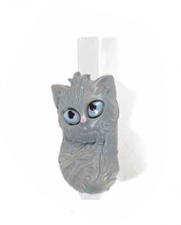 Kolíčky s kočkou - 6 designových variant sedící šedá kočka