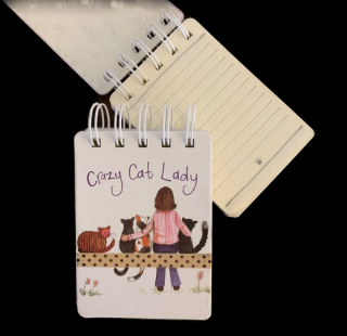 Kroužkový notýsek s dámou a kočkami - design Alex Clark