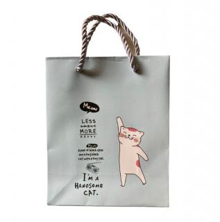 Malá dárková taška s kočkou - růžová, beděmodrá bleděmodrá