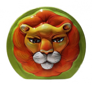 Plechová pokladnička s velkou kočkou - lvem zelená