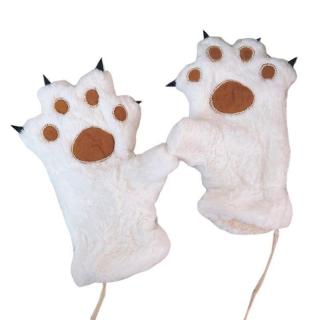 Plyšové rukavice kočičí tlapky - různé barvy bílá