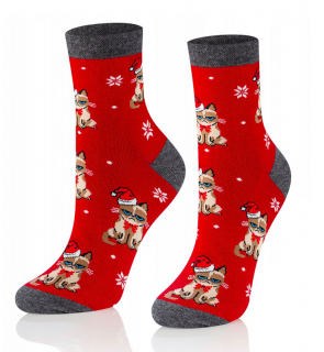 Ponožky s vánoční kočkou Grumpy Cat vel. 38-40
