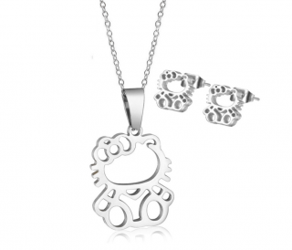 Set náušnice a náhrdelník Hello Kitty - chirurgická ocel