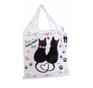 Skládací taška s kočkou - 3 varianty bílá