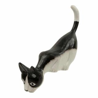 Soška zvědavá kočka - 2 barvy, 2 velikosti menší - černo-bílá