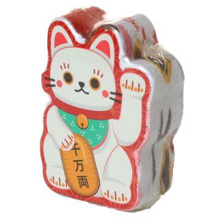Stlačený cestovní ručník v tabletě s kočkou Maneki Neko červená