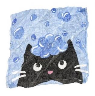 Stlačený cestovní ručník v tabletě s kočkou modrá