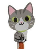 Tužka s gumou s kočkou šedá