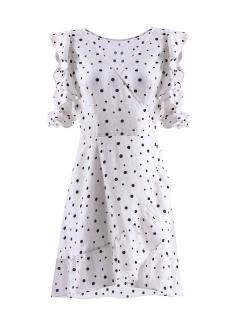 Bílé zavinovací puntíkaté šaty Velikost: M (US 8)