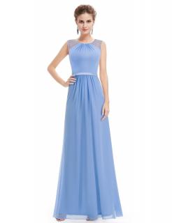 Blankytně modré dlouhé šifonové šaty bez rukávů Velikost: XL (US 12)
