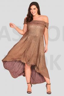Bronzové šaty s holými rameny a high-low sukní Velikost: 44/46 (UK 16/18)